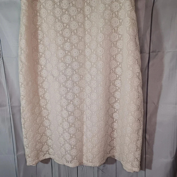 Ann Taylir Loft Black Trim Ivory Lace Sleeveless Dress Size 8p - Picture 3 of 7